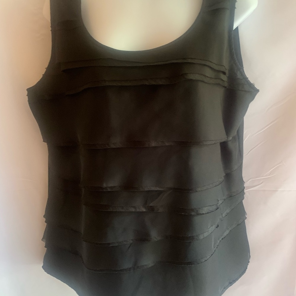 NWT Chico’s 2 sleeveless black top with ruffles